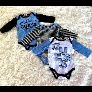 Guess Boys 0-3m 3Pk Long-sleeve Onesie EUC